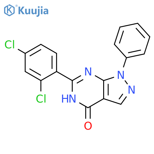 4H-Pyrazolo[3,4-d]pyrimidin-4-one, 6-(2,4-dichlorophenyl)-1,5-dihydro-1-phenyl- structure