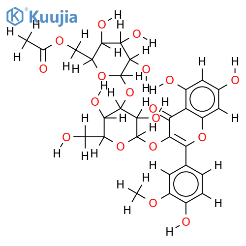 isorhamnetin 3-O-beta-D-(6"-O-acetylglucopyranosyl(1-3)-beta-D-galactopyranoside) structure