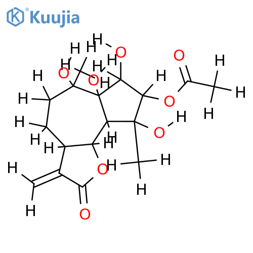 3alpha-acetoxy-1alpha,2alpha,4alpha,10alpha-tetrahydroxyguai-11(13)-en-12,6alpha-olide structure