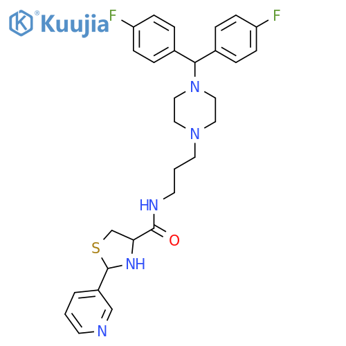 4-Thiazolidinecarboxamide,N-[3-[4-[bis(4-fluorophenyl)methyl]-1-piperazinyl]propyl]-2-(3-pyridinyl)- structure