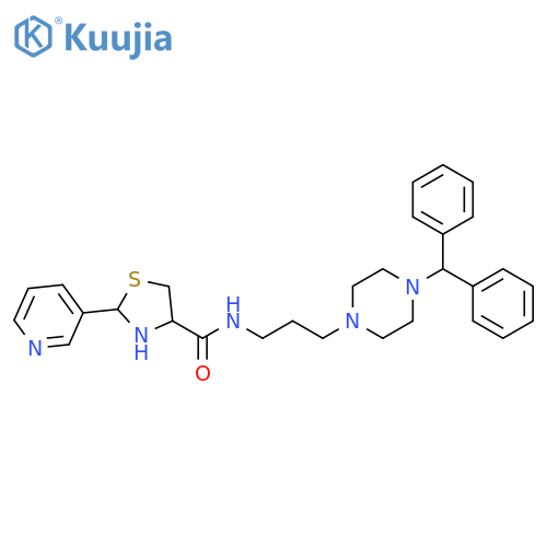 4-Thiazolidinecarboxamide,N-[3-[4-(diphenylmethyl)-1-piperazinyl]propyl]-2-(3-pyridinyl)- structure
