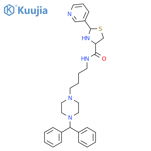 4-Thiazolidinecarboxamide,N-[4-[4-(diphenylmethyl)-1-piperazinyl]butyl]-2-(3-pyridinyl)- structure