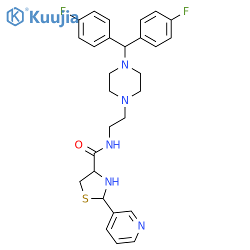 4-Thiazolidinecarboxamide,N-[2-[4-[bis(4-fluorophenyl)methyl]-1-piperazinyl]ethyl]-2-(3-pyridinyl)- structure