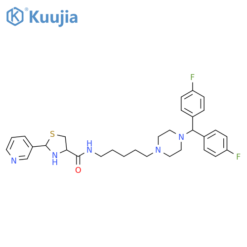 4-Thiazolidinecarboxamide,N-[5-[4-[bis(4-fluorophenyl)methyl]-1-piperazinyl]pentyl]-2-(3-pyridinyl)- structure