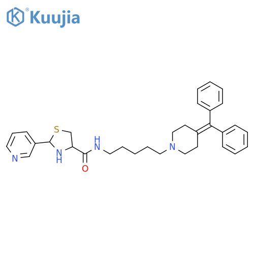 4-Thiazolidinecarboxamide,N-[5-[4-(diphenylmethylene)-1-piperidinyl]pentyl]-2-(3-pyridinyl)- structure