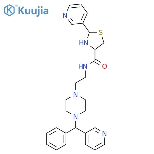 4-Thiazolidinecarboxamide,N-[2-[4-(phenyl-3-pyridinylmethyl)-1-piperazinyl]ethyl]-2-(3-pyridinyl)- structure