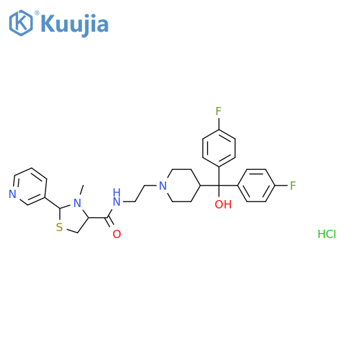 4-Thiazolidinecarboxamide, N-[2-[4-[bis(4-fluorophenyl)hydroxymethyl]-1-piperidinyl]ethyl]-3-methyl-2-(3-pyridinyl)-, hydrochloride (1:1) structure
