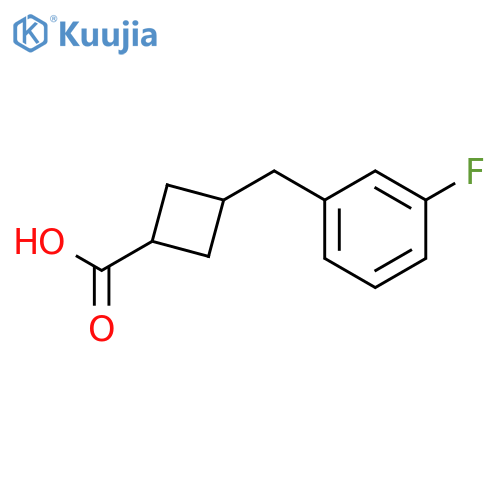 3-[(3-fluorophenyl)methyl]cyclobutane-1-carboxylic acid structure