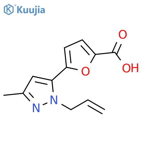 5-(2-Allyl-5-methyl-2H-pyrazol-3-yl)-furan-2-carboxylic acid structure