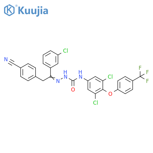 Hydrazinecarboxamide,2-[1-(3-chlorophenyl)-2-(4-cyanophenyl)ethylidene]-N-[3,5-dichloro-4-[4-(trifluoromethyl)phenoxy]phenyl]- structure