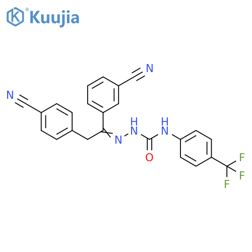 Hydrazinecarboxamide,2-[1-(3-cyanophenyl)-2-(4-cyanophenyl)ethylidene]-N-[4-(trifluoromethyl)phenyl]- structure
