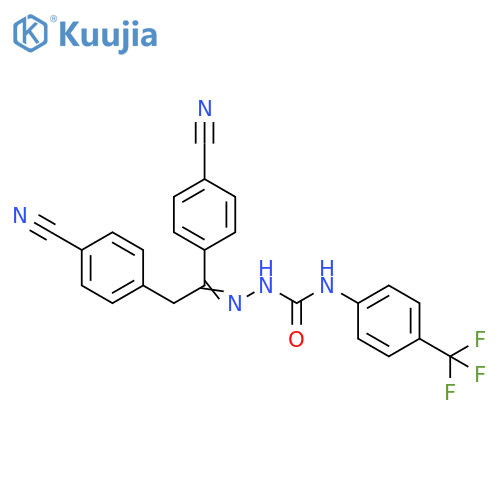Hydrazinecarboxamide,2-[1,2-bis(4-cyanophenyl)ethylidene]-N-[4-(trifluoromethyl)phenyl]- structure