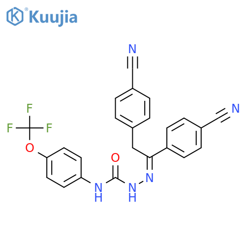Hydrazinecarboxamide,2-[1,2-bis(4-cyanophenyl)ethylidene]-N-[4-(trifluoromethoxy)phenyl]- structure