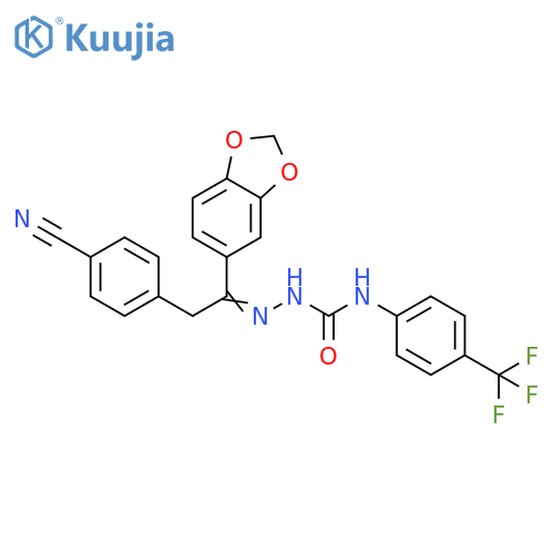 Hydrazinecarboxamide,2-[1-(1,3-benzodioxol-5-yl)-2-(4-cyanophenyl)ethylidene]-N-[4-(trifluoromethyl)phenyl]- structure