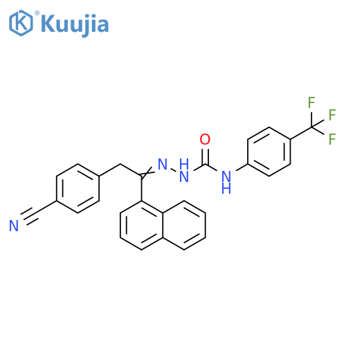 Hydrazinecarboxamide,2-[2-(4-cyanophenyl)-1-(1-naphthalenyl)ethylidene]-N-[4-(trifluoromethyl)phenyl]- structure