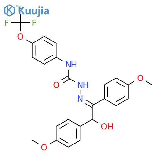 Hydrazinecarboxamide,2-[2-hydroxy-1,2-bis(4-methoxyphenyl)ethylidene]-N-[4-(trifluoromethoxy)phenyl]- structure