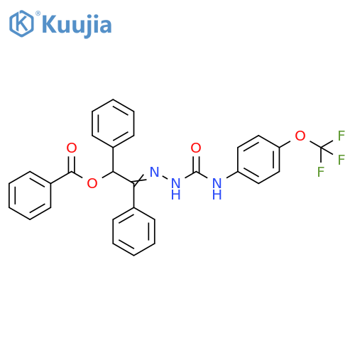 Hydrazinecarboxamide,2-[2-(benzoyloxy)-1,2-diphenylethylidene]-N-[4-(trifluoromethoxy)phenyl]- structure