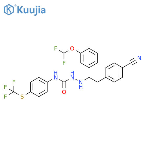 Hydrazinecarboxamide,2-[2-(4-cyanophenyl)-1-[3-(difluoromethoxy)phenyl]ethyl]-N-[4-[(trifluoromethyl)thio]phenyl]- structure