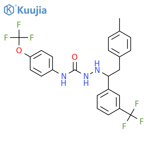 HYDRAZINECARBOXAMIDE, 2-[2-(4-METHYLPHENYL)-1-[3-(TRIFLUOROMETHYL)PHENYL]ETHYL]-N-[4-(TRIFLUOROMETHOXY)PHENYL]- structure