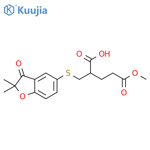 Pentanedioic acid, 2-[[(2,3-dihydro-2,2-dimethyl-3-oxo-5-benzofuranyl)thio]methyl]-, 5-methyl ester structure