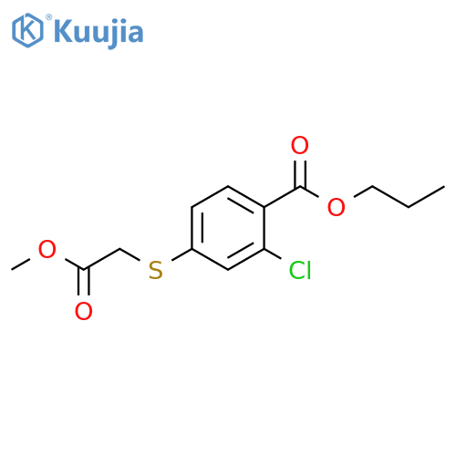 Benzoic acid, 2-chloro-4-[(2-methoxy-2-oxoethyl)thio]-, propyl ester structure