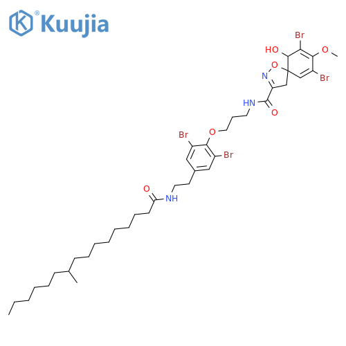 (5S,10R)-7,9-dibromo-N-[3-(2,6-dibromo-4-{2-[(10-methylhexadecanoyl)amino]ethyl}phenoxy)propyl]-10-hydroxy-8-methoxy-1-oxa-2-azaspiro[4.5]deca-2,6,8-triene-3-carboxamide structure