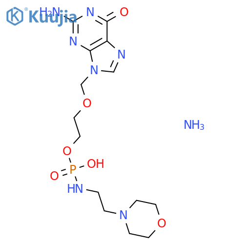 N-(2-morpholinoethyl)-2-[(2-amino-6-oxo-3,6-dihydro-9H-purin-9-yl)methoxy]ethyl phosphoramidate ammonium salt structure