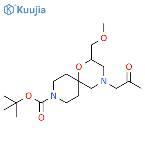 tert-butyl 2-(methoxymethyl)-4-(2-oxopropyl)-1-oxa-4,9-diazaspiro[5.5]undecane-9-carboxylate structure
