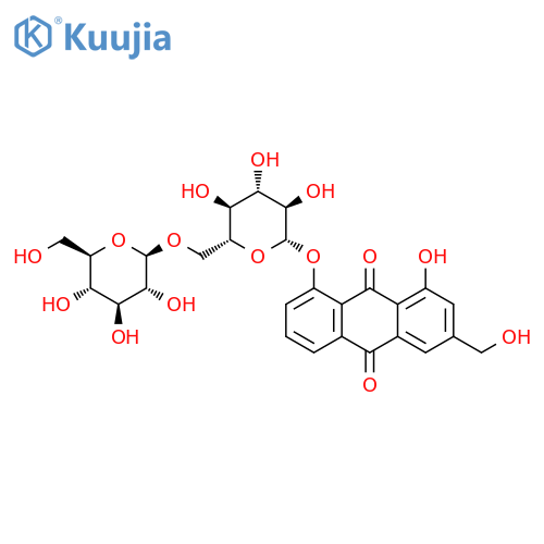 9,10-Anthracenedione, 8-[(6-O-β-D-glucopyranosyl-β-D-glucopyranosyl)oxy]-1-hydroxy-3-(hydroxymethyl)- structure