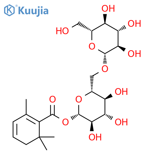 6-O-beta-D-glucopyranosyl-1-O-[(2,6,6-trimethylcyclohexa-1,3-dien-1-yl)carbonyl]-beta-D-glucopyranose structure