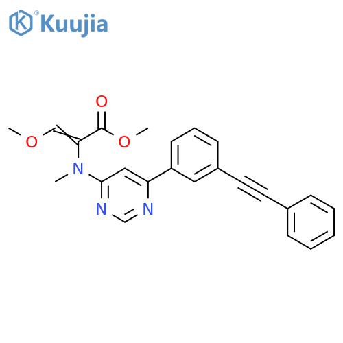 2-Propenoic acid, 3-methoxy-2-[methyl[6-[3-(2-phenylethynyl)phenyl]-4-pyrimidinyl]amino]-, methyl ester structure