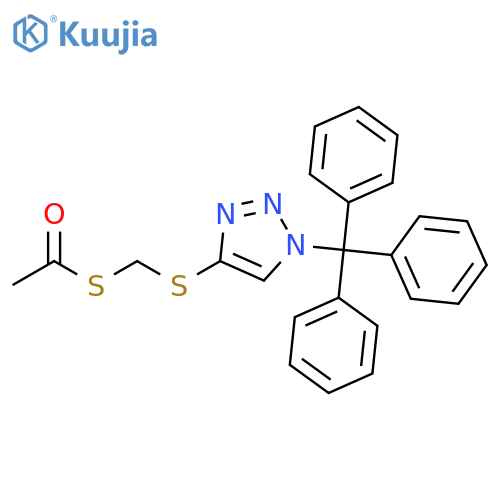 Ethanethioic acid,S-[[[1-(triphenylmethyl)-1H-1,2,3-triazol-4-yl]thio]methyl] ester structure