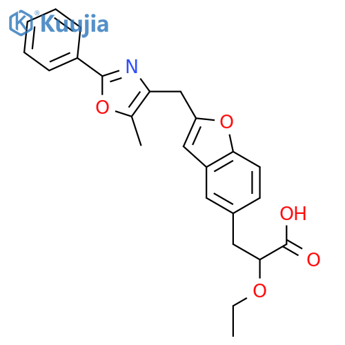5-Benzofuranpropanoicacid, a-ethoxy-2-[(5-methyl-2-phenyl-4-oxazolyl)methyl]- structure