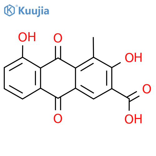 2-Anthracenecarboxylic acid, 9,10-dihydro-3,5-dihydroxy-4-methyl-9,10-dioxo- structure