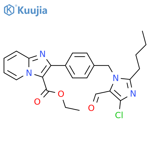 Imidazo[1,2-a]pyridine-3-carboxylic acid, 2-[4-[(2-butyl-4-chloro-5-formyl-1H-imidazol-1-yl)methyl]phenyl]-, ethyl ester structure