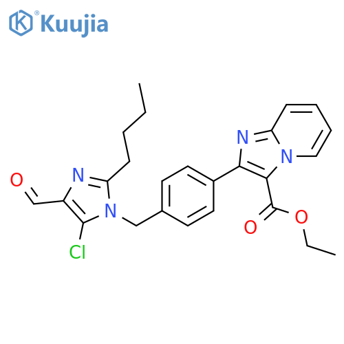 Imidazo[1,2-a]pyridine-3-carboxylic acid, 2-[4-[(2-butyl-5-chloro-4-formyl-1H-imidazol-1-yl)methyl]phenyl]-, ethyl ester structure