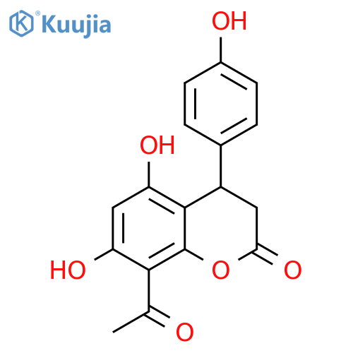 2H-1-Benzopyran-2-one,8-acetyl-3,4-dihydro-5,7-dihydroxy-4-(4-hydroxyphenyl)- structure