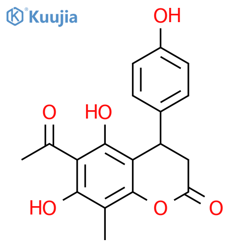 2H-1-Benzopyran-2-one,6-acetyl-3,4-dihydro-5,7-dihydroxy-4-(4-hydroxyphenyl)-8-methyl- structure
