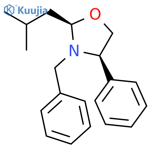Oxazolidine, 2-(2-methylpropyl)-4-phenyl-3-(phenylmethyl)-, (2R-cis)- structure