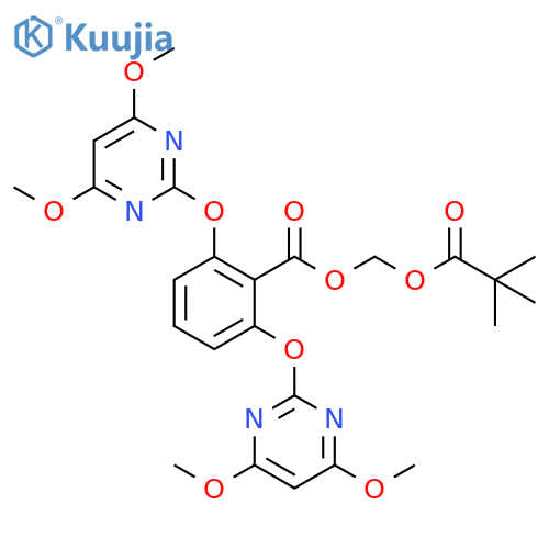 Benzoic acid, 2,6-bis[(4,6-dimethoxy-2-pyrimidinyl)oxy]-, (2,2-dimethyl-1-oxopropoxy)methyl ester structure