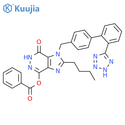 4H-Imidazo[4,5-d]pyridazin-4-one,7-(benzoyloxy)-2-butyl-3,5-dihydro-3-[[2'-(1H-tetrazol-5-yl)[1,1'-biphenyl]-4-yl]methyl]- structure