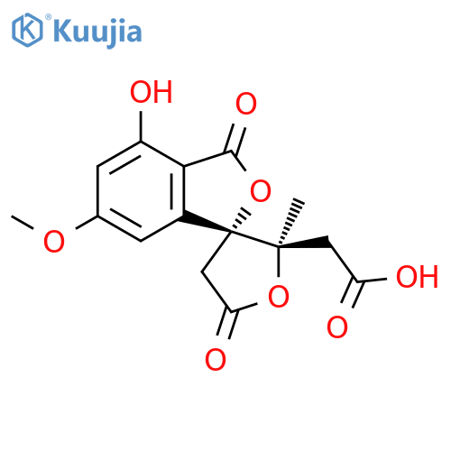 Spiro[furan-3(2H),1'(3'H)-isobenzofuran]-2-aceticacid, 4,5-dihydro-4'-hydroxy-6'-methoxy-2-methyl-3',5-dioxo-, (1'R,2R)-rel- structure