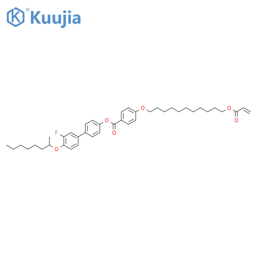 Benzoic acid, 4-[[11-[(1-oxo-2-propenyl)oxy]undecyl]oxy]-, 3'-fluoro-4'-[(1-methylheptyl)oxy][1,1'-biphenyl]-4-yl ester, homopolymer (9CI) structure