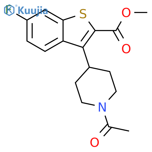 Benzo[b]thiophene-2-carboxylic acid, 3-(1-acetyl-4-piperidinyl)-6-fluoro-, methyl ester structure