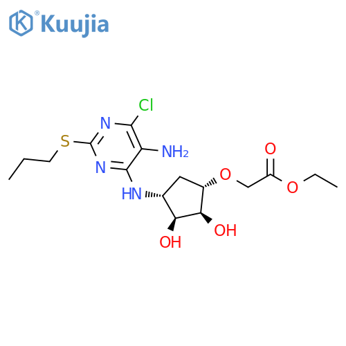 Ethyl 2-[[(1S,2S,3S,4R)-4-[[5-amino-6-chloro-2-(propylthio)-4-pyrimidinyl]amino]-2,3-dihydroxycyclopentyl]oxy]acetate structure