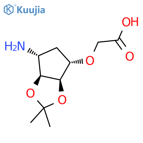 2-((3aS,4R,6S,6aR)-4-amino-tetrahydro-2,2-dimethyl-3aH-cyclopenta[d][1,3]dioxol-6-yloxy)acetic acid structure