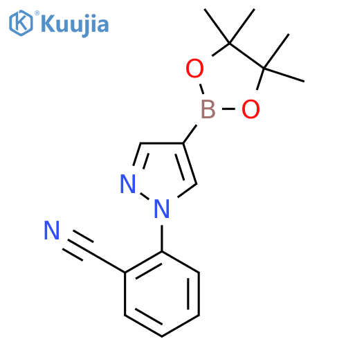 2-[4-(4,4,5,5-tetramethyl-1,3,2-dioxaborolan-2-yl)-1H-pyrazol-1-yl]benzonitrile structure