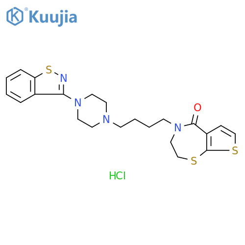 Thieno[3,2-f]-1,4-thiazepin-5(2H)-one,4-[4-[4-(1,2-benzisothiazol-3-yl)-1-piperazinyl]butyl]-3,4-dihydro-,monohydrochloride structure