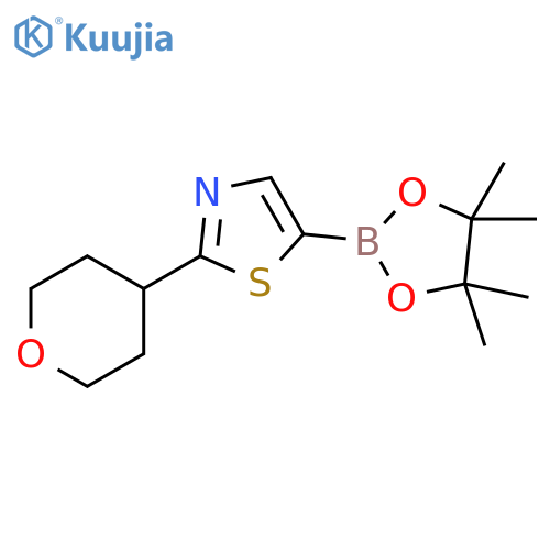 Thiazole, 2-(tetrahydro-2H-pyran-4-yl)-5-(4,4,5,5-tetramethyl-1,3,2-dioxaborolan-2-yl)- structure