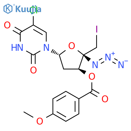 Uridine, 4'-azido-5-chloro-2',5'-dideoxy-5'-iodo-,3'-(4-methoxybenzoate) structure